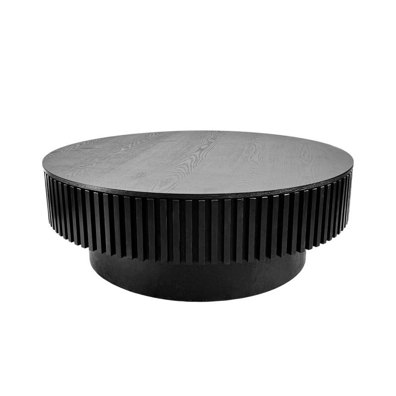 39.37" Round Coffee Table with Storage Solid Wood Veneered Modern Coffee Table Accent Tea Table for Living Room, Bedroom