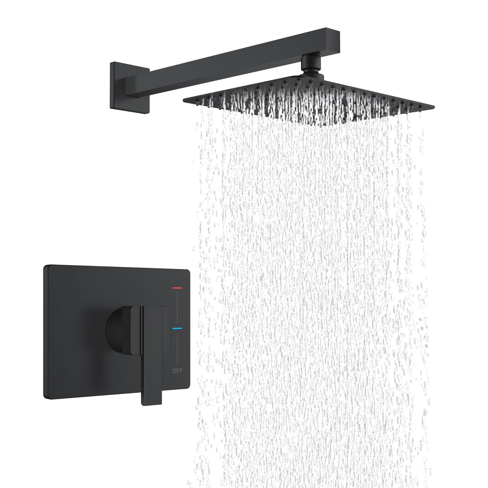 PROOX Wall Mount Square Shower Trim Kit with Single-Spray Shower Head