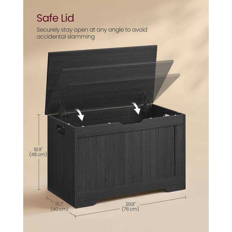 Wooden Storage Chest with 2 Safety Hinges, 29.9 Inches Wide - 15.7"D x 29.9"W x 18.9"H