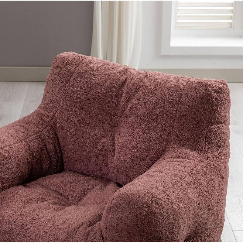 Soft Teddy Cloth Bean Bag Chair Tufted Foam Filling