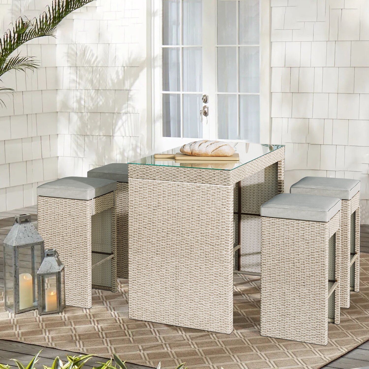 Rattan outdoor bar table on sale