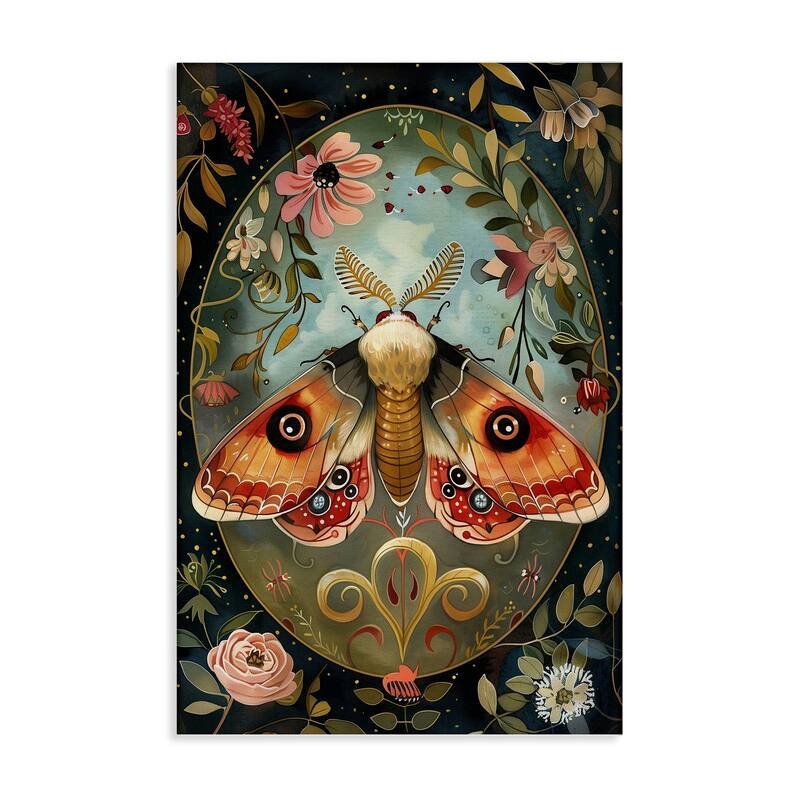 Stupell Ornate Bordered Victorian Moth Canvas Wall Art Design By The Dutch Lady - 16 x 24