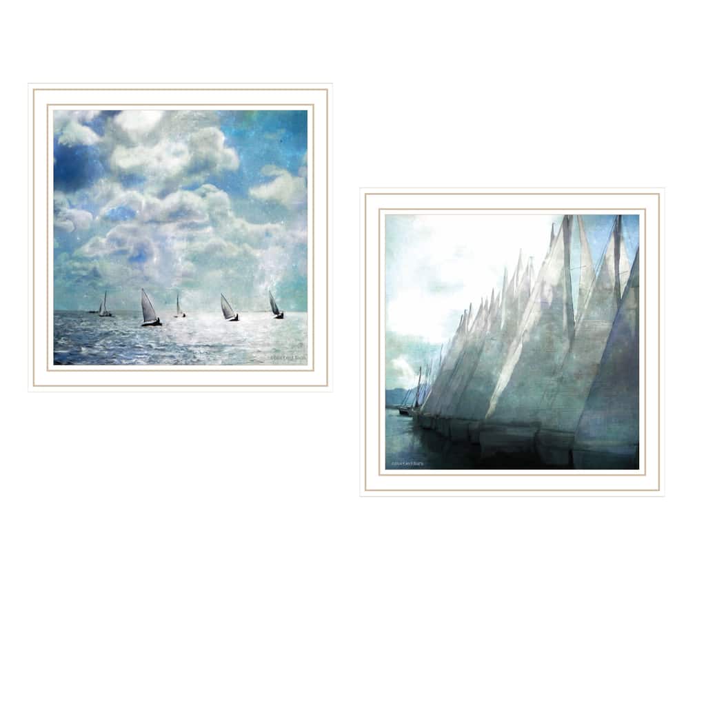 2-Piece Framed Wall Art Set - Sail Away, White Frame
