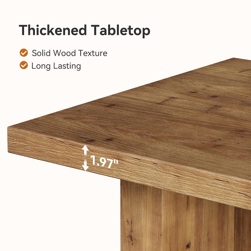 63 Inch Solid Wood Dining Table for Kitchen Living Room