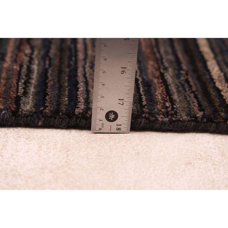 ECARPETGALLERY Hand Loomed Kashkuli Gabbeh Dark Grey Wool Rug - 5'0 x 7'11