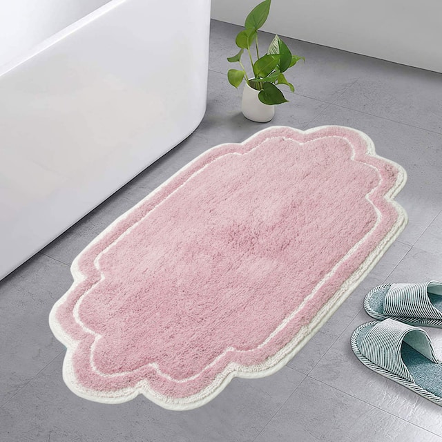 Home Weavers Allure Collection Absorbent Cotton, Machine Washable and Dry Bath Rugs - 21"x34" - Pink