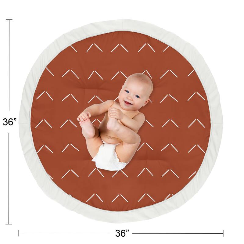 Boho Arrow Boy or Girl Baby Tummy Time Playmat - Ivory Burnt Orange Modern Farmhouse Southwest Shabby Chic for Bohemian Diamond
