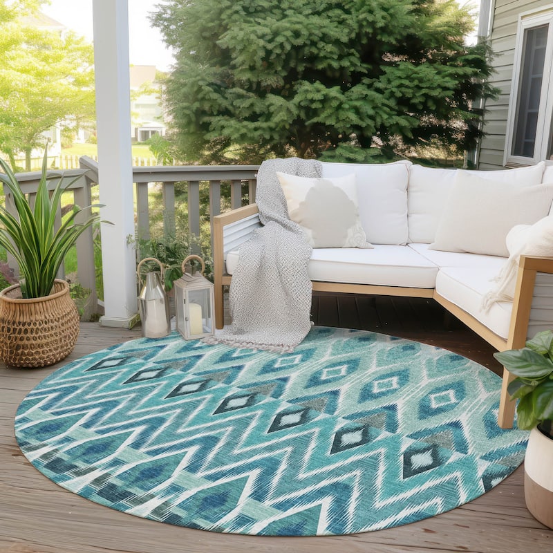 Machine Washable Indoor/ Outdoor Chantille Geometric Boho Rug