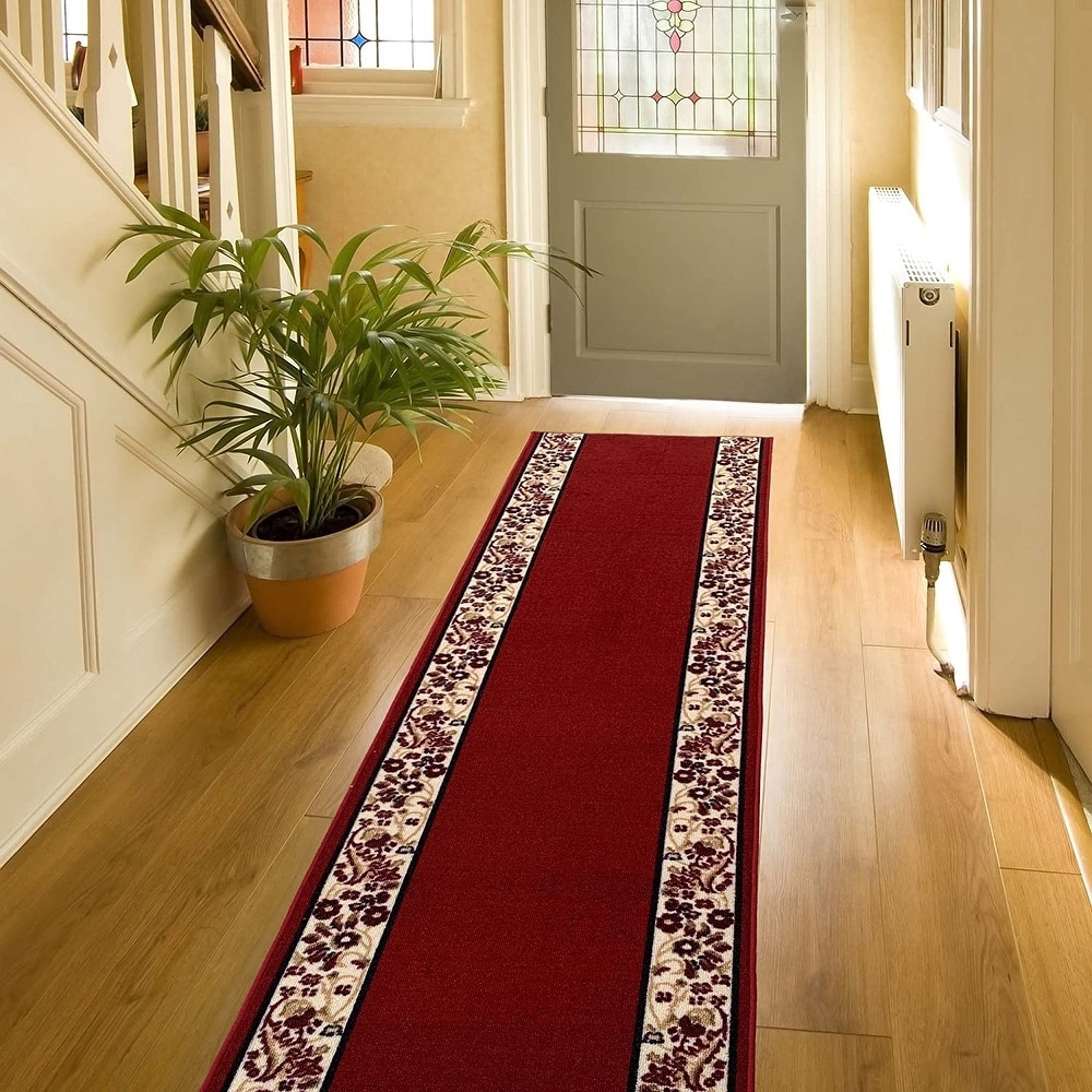 Beverly Rug Indoor Bordered Area Rugs, Non Slip Rubber Backing