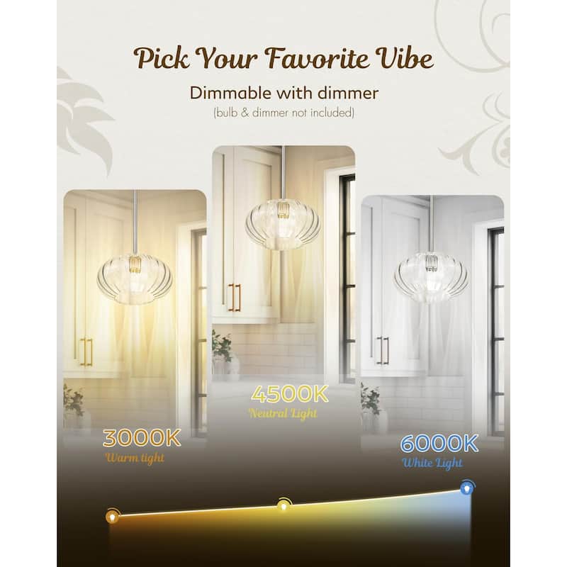 10.3" Dome Glass Pendant - Vintage Industrial Lighting for Kitchen & Dining