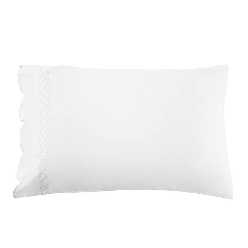 Home Sweet Home Collection 600TC Cotton Scallop Rope Embroidery Sheet Set & Pillowcases - 2pcs King Pillowcases - White