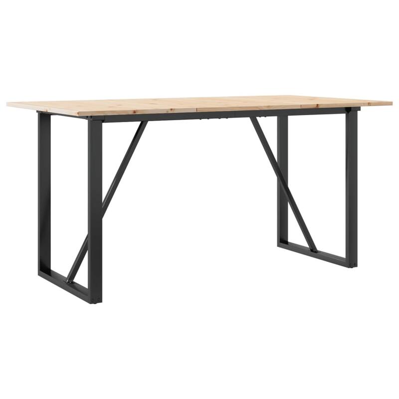 vidaXL Dining Table O-Frame Side Accent Coffee Table Solid Wood Pine and Steel