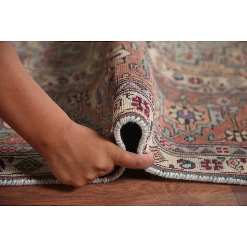 Grey Distressed Tabriz Persian Vintage Area Rug Handmade Wool Carpet - 6'6" x 9'7"