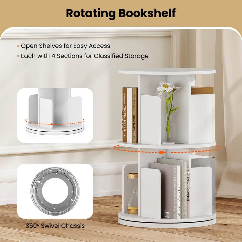 Costway 1/2 PCS 2-Tier Rotating Bookshelf 360° Display Rack with - See Details