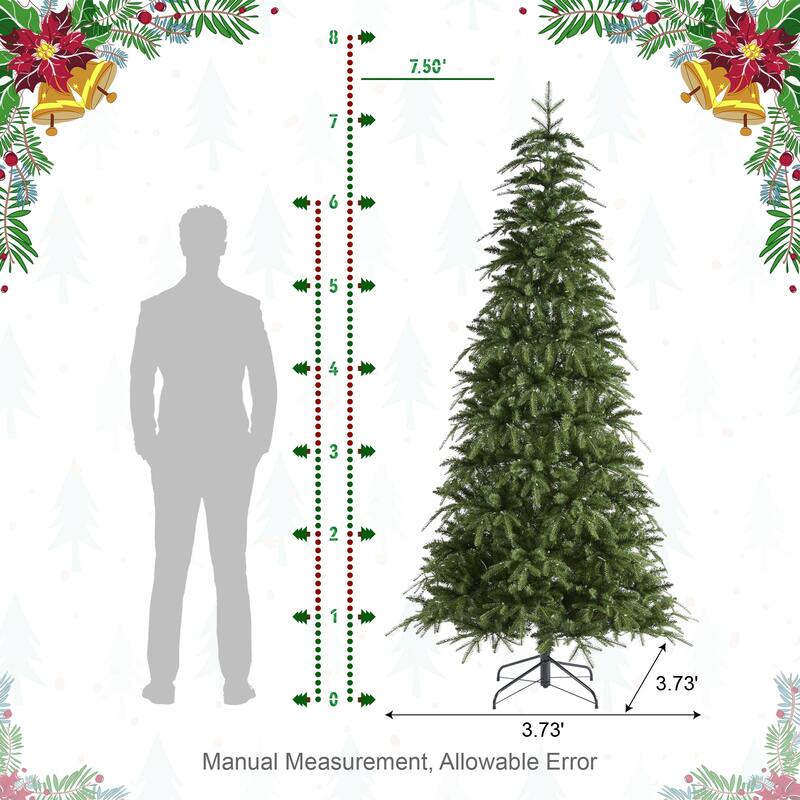 Glitzhome 7.5FT/9FT/11FT/15FT Pre-Lit Green Slim Fir Artificial Christmas Tree with Remote Control