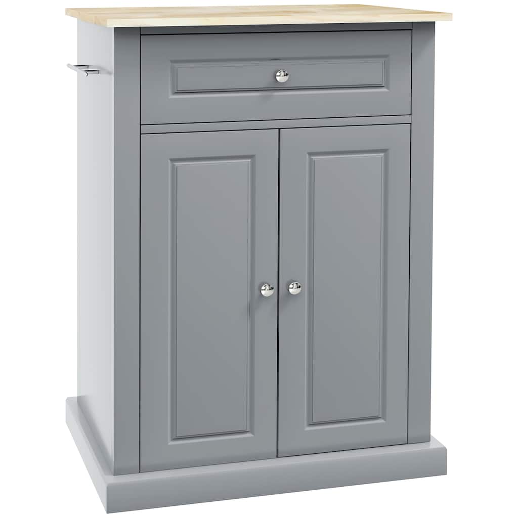 Rolling Kitchen Island Cart, Portable Serving Trolley Table with Drawer, Adjustable Shelf and 2 Towel Racks