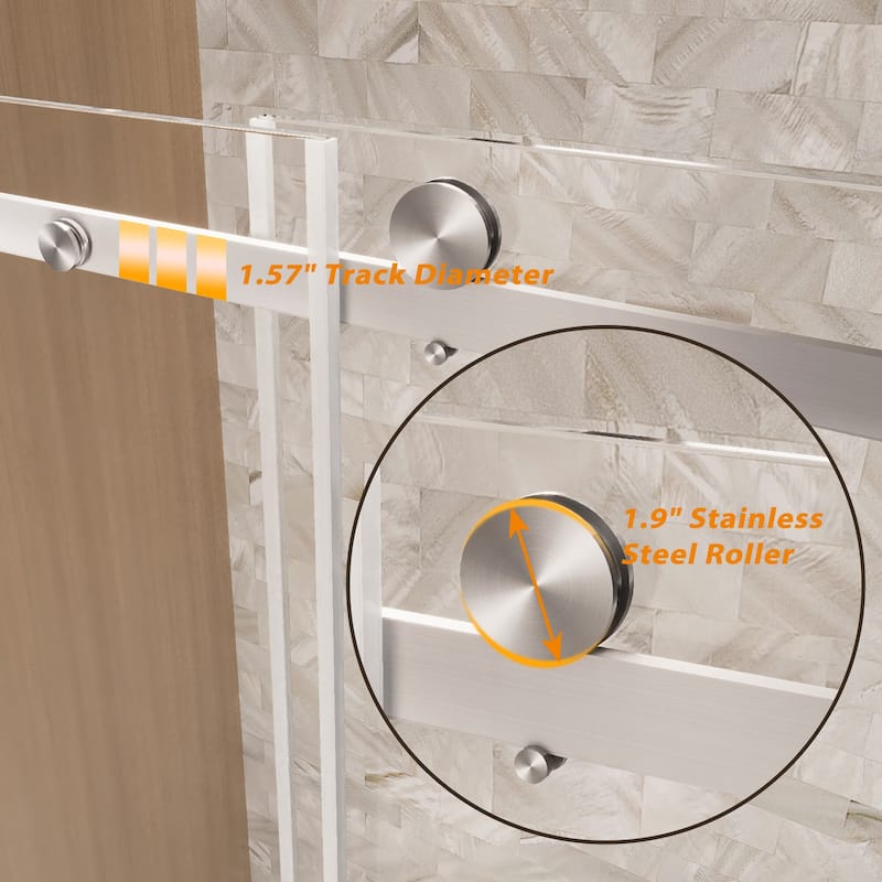 60 "W x 60" H Frameless Single Sliding Shower Door with Stainless Steel Handle - 60'' x 0.38'' x 60''