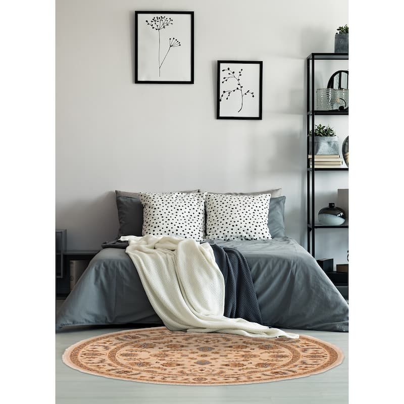 ECARPETGALLERY Hand-knotted Jamshidpour Cream Wool Rug - 5' x 5'