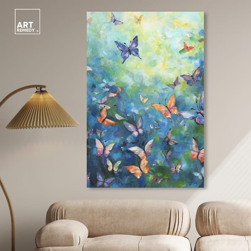 Art Remedy Aesthetic Butterflies Gallery Wrapped Butterfly 1 Piece Canvas Wall Art