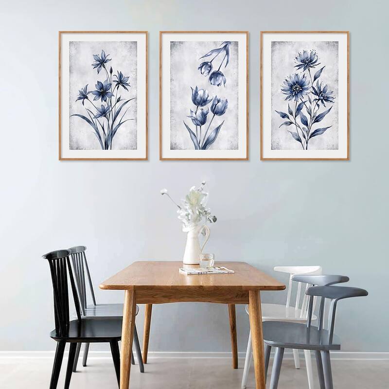 Modern Botanical Plant Wall Decor,Neutral Wildflower Painting
