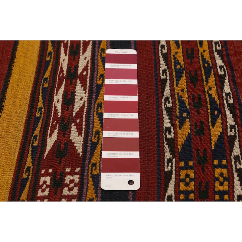 ECARPETGALLERY Flat-Weave Boho Red Wool Kilim - 6'7 x 10'2