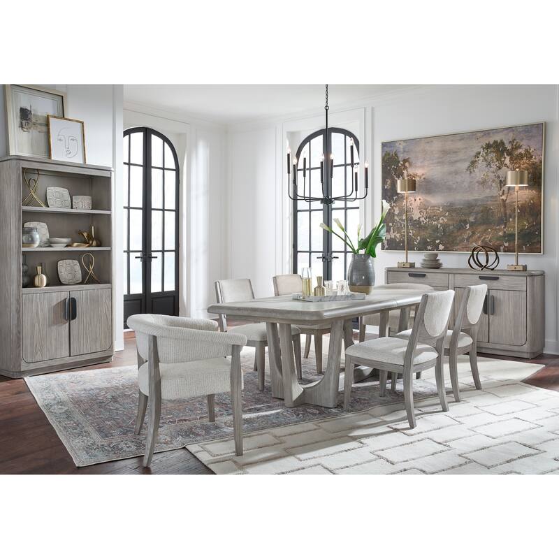 Magnussen Home Braelyn Dorian Grey Extendable Trestle Dining Table - 40''W x 90''D x 30''H