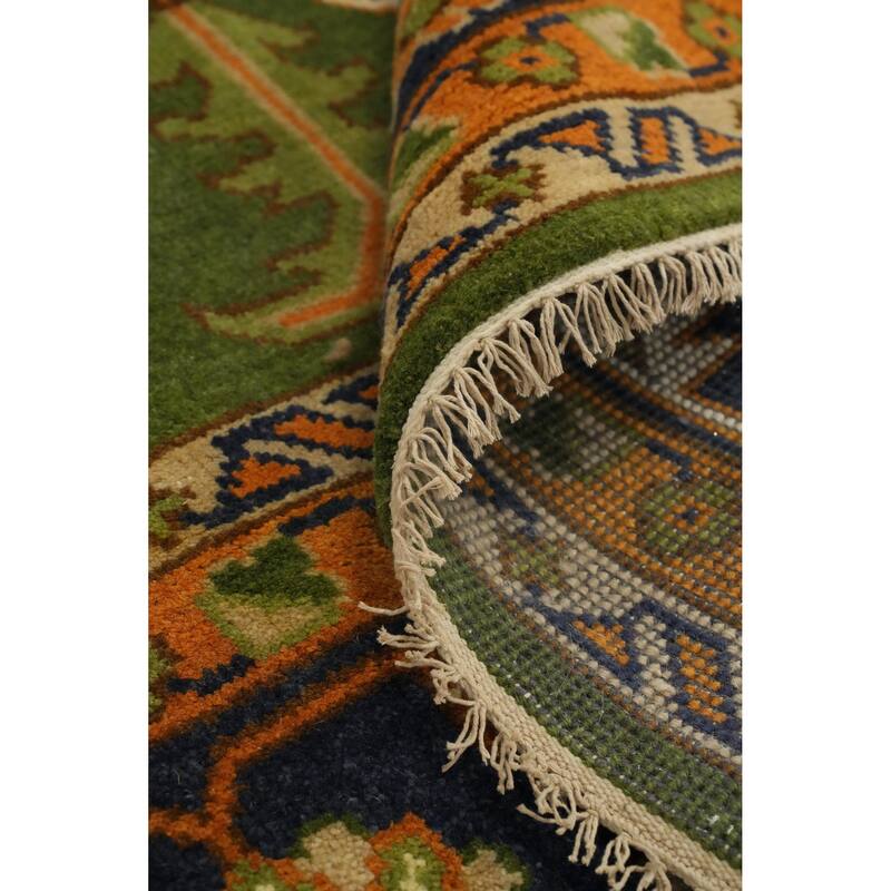 Hand Knotted Oriental 100% Wool Carpet Transitional All-Over Green Oushak Area Rug - 14' 10'' X 11' 9''