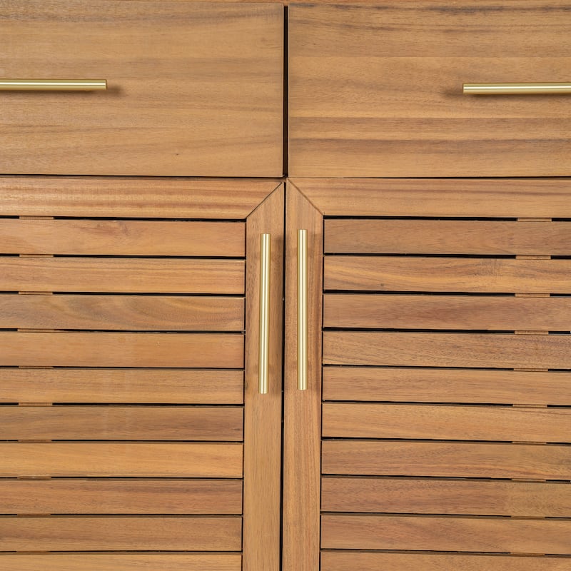 Christopher Knight Home - Cypress Outdoor/Indoor Acacia Wood Patio Storage Cabinet with Ventilated Slat Doors & Drawers