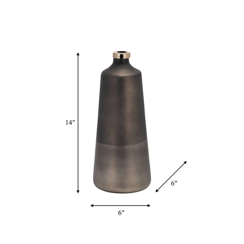 Sagebrook Home Modern Neutral Glass & Aluminum Vase