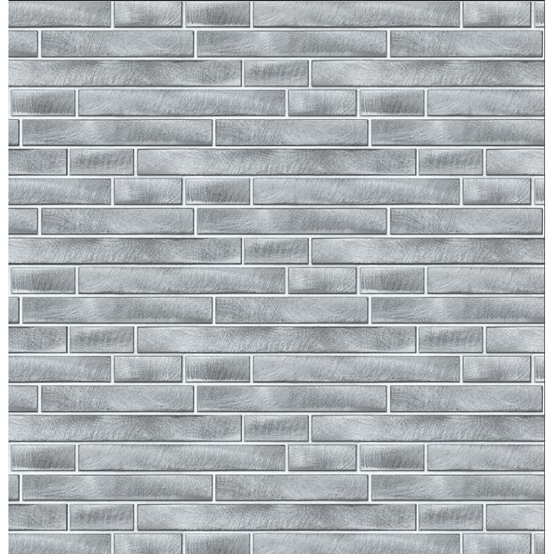NextWall Brushed Metal Tile Peel and Stick Removable Wallpaper