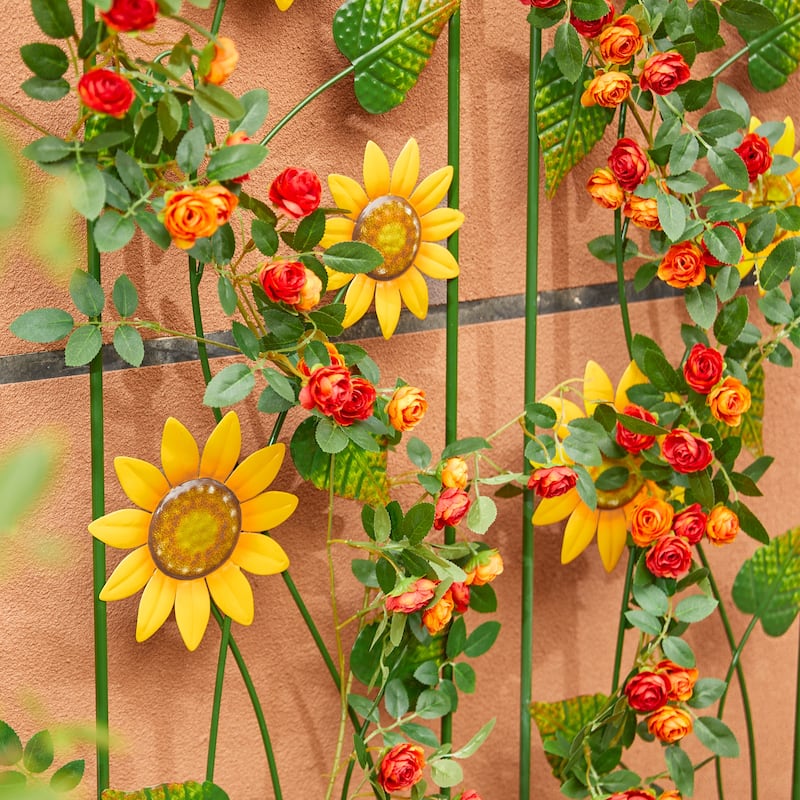 Glitzhome 48"H Metal Sunflowers Garden Trellis Plant Climbing Stakes