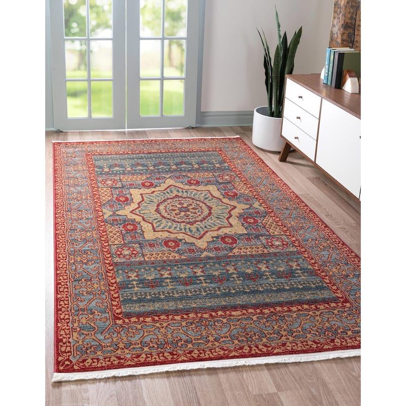 Traditional Cassia Collection Area Rug - Navy Blue - 5'x8'