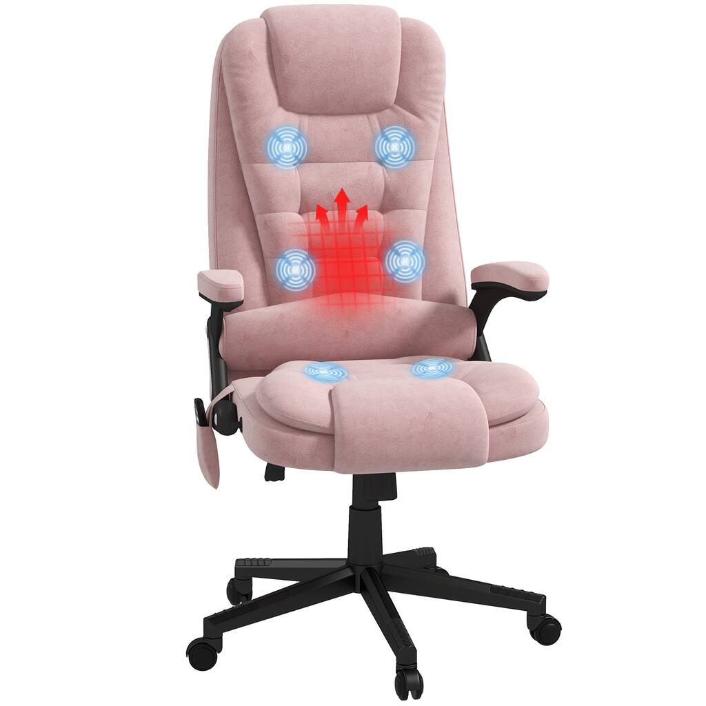 6 Point Vibrating Massage Office Chair with Heat, High Back Executive Office Chair with Reclining Backrest, Padded Armrests