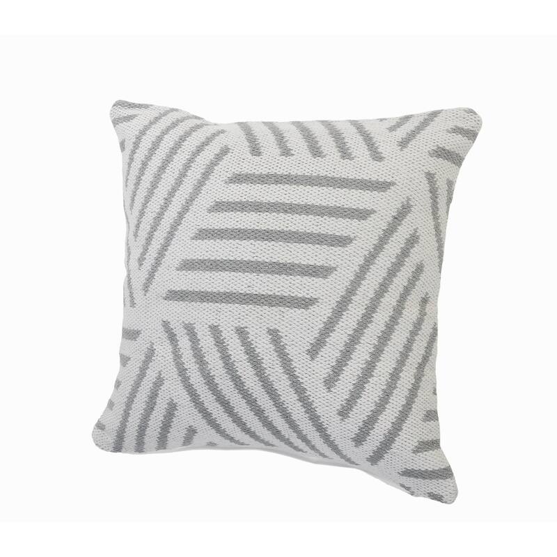 Handwoven Geometric Striped Square Throw Pillow - 20" - White and Gray