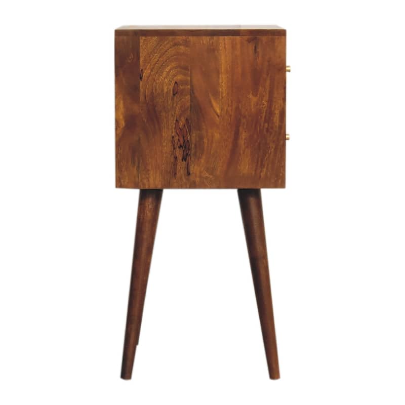 Artisan Furniture Solid Wood Mini Chestnut Cube 2 Drawer Nightstand