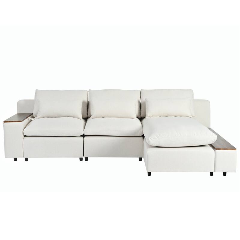 Modular Sectional Sofa with Removable Back Cushions and Storage Space