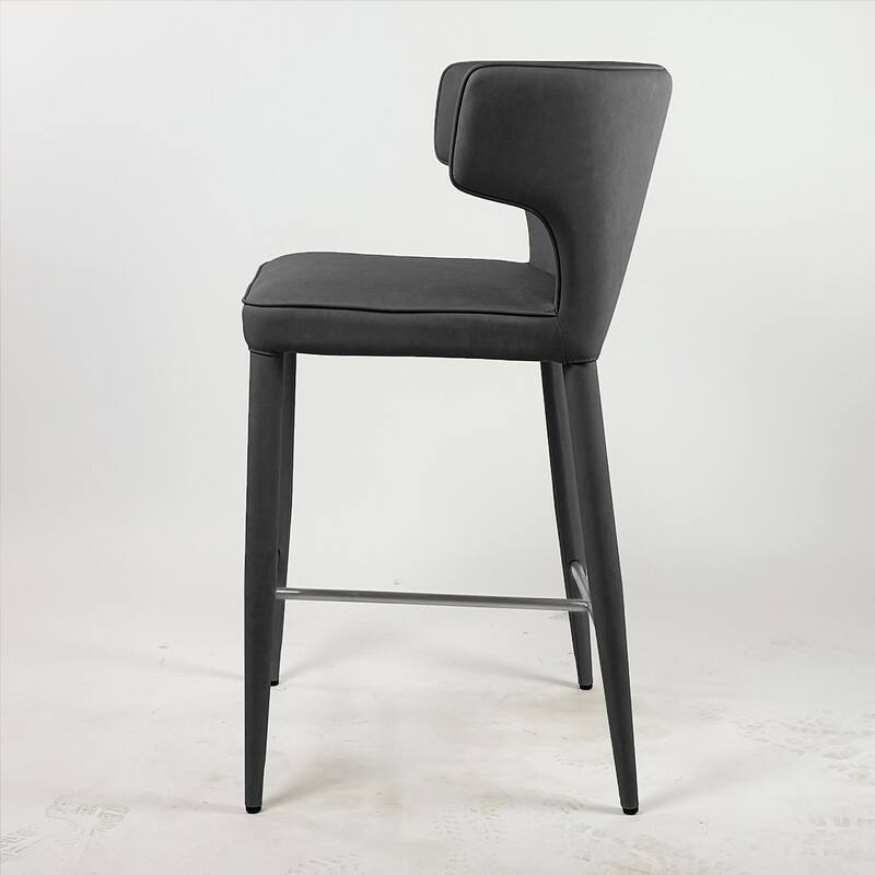 Extended Wingback Modern Leather Counter Stool