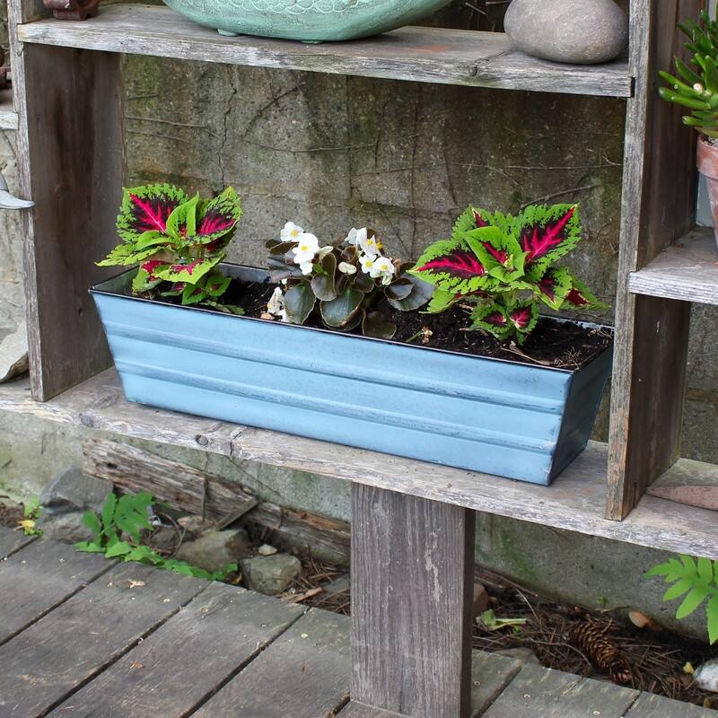 Achla Designs Small Galvanized Steel Flower Box Planter, 22 Inch Wide