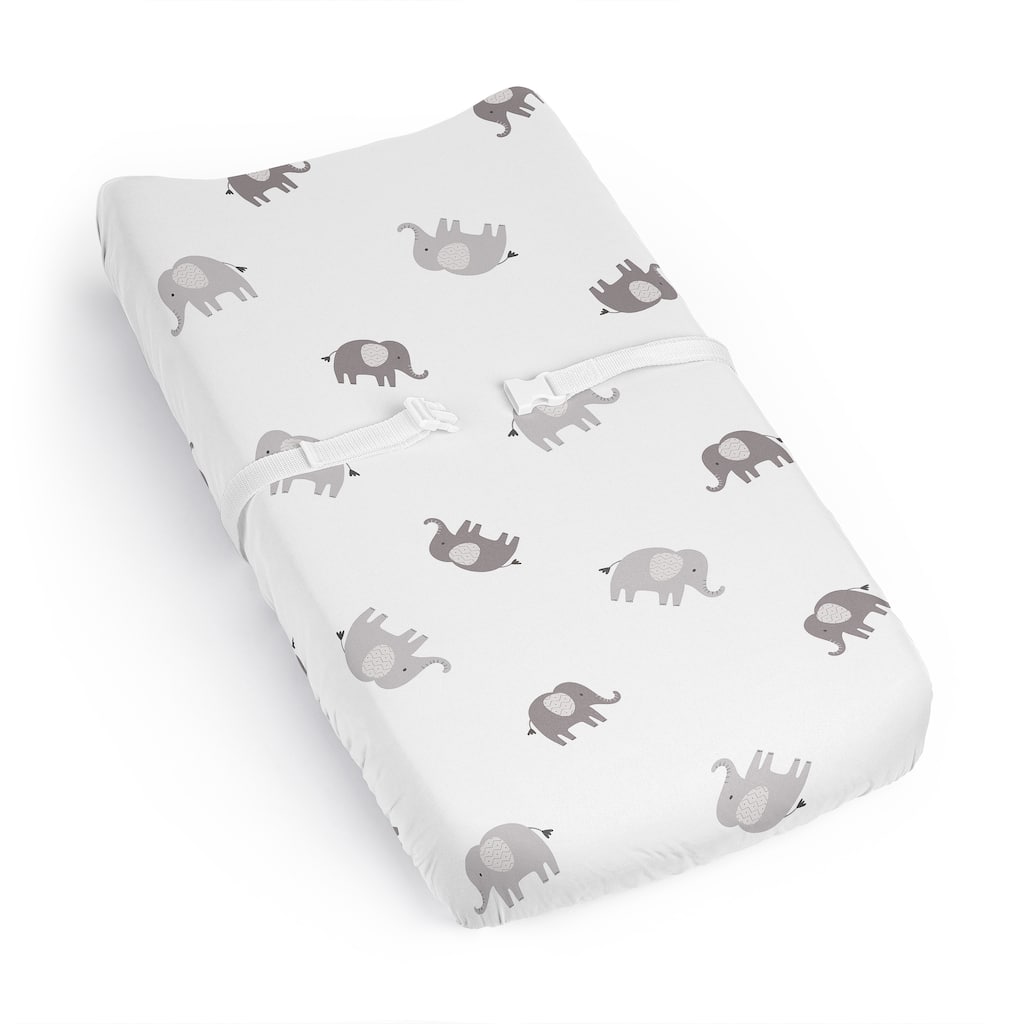 Sweet Jojo Designs Grey and White Boho Bohemian Elephant Boy Girl Gender Neutral Changing Pad Cover Sheet Safari Animals Modern