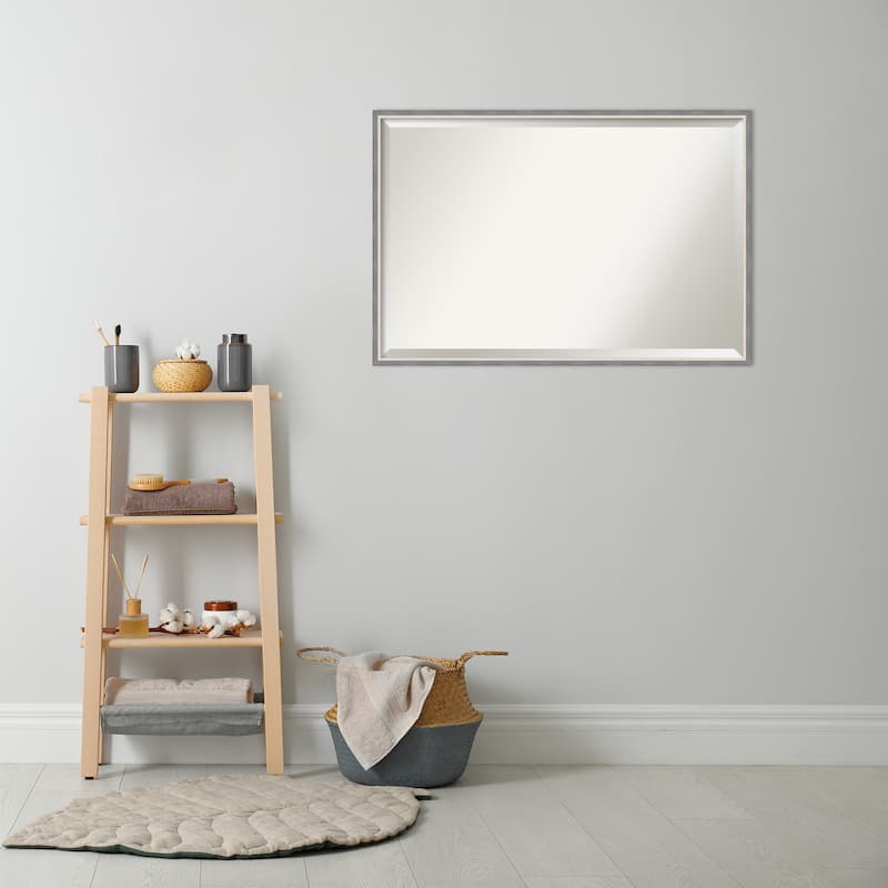 Theo Narrow Beveled Wood Framed Bathroom Vanity Wall Mirror