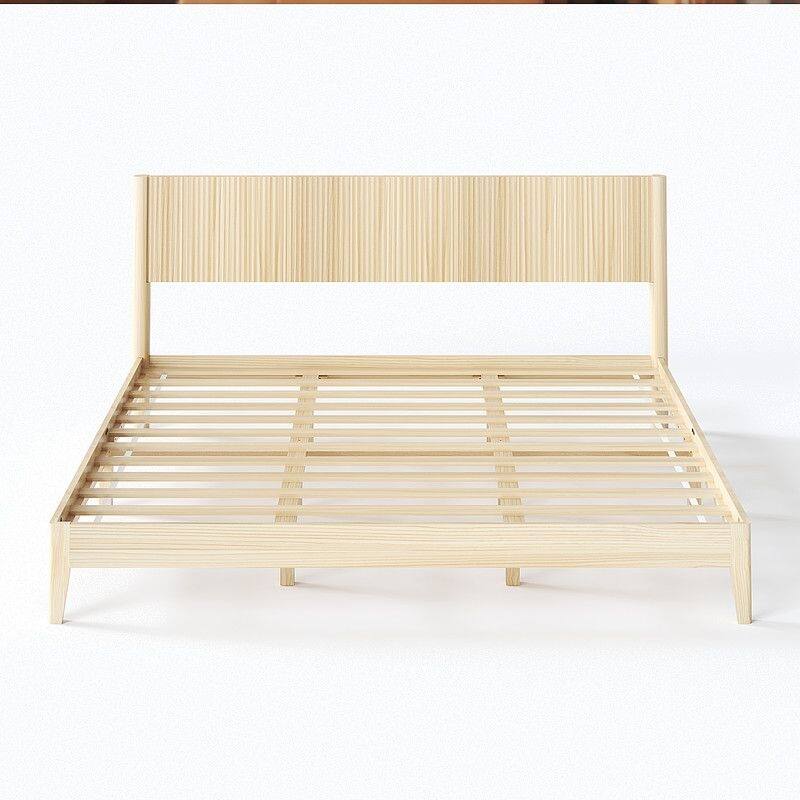 Solid Wood Twin Bed Frame Platform Bedframe with Headboard Grille Style