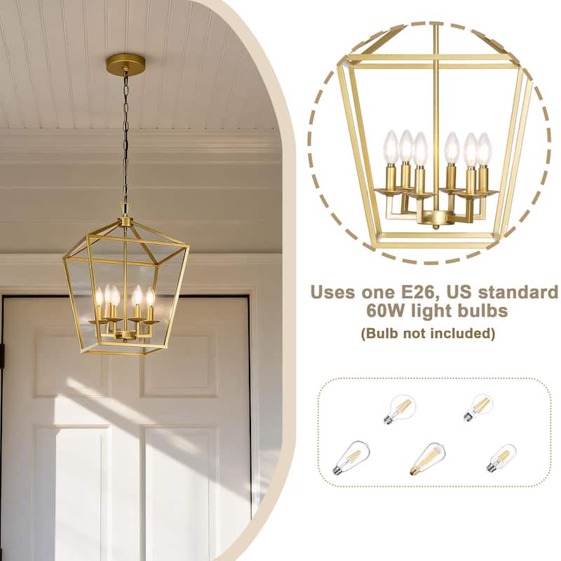 6 - Matte Black/ Gold Light Pendant - 16"x16"x24"