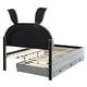 preview thumbnail 10 of 25, Rabbit-Shaped Platform Bed with Embedded LED Lights,Trundle and 3 Drawers