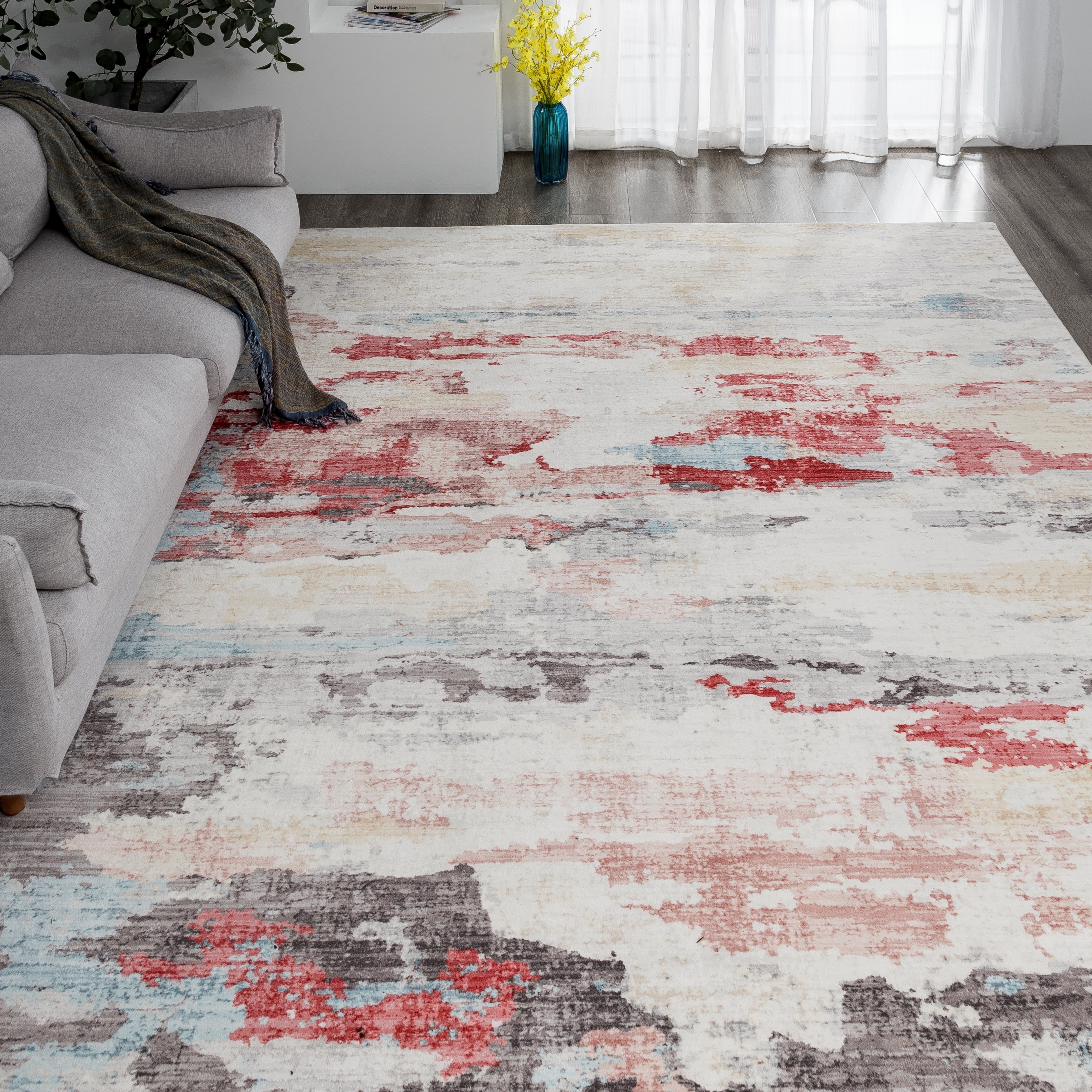 KALATY Abstract Red/Gold Area Rug