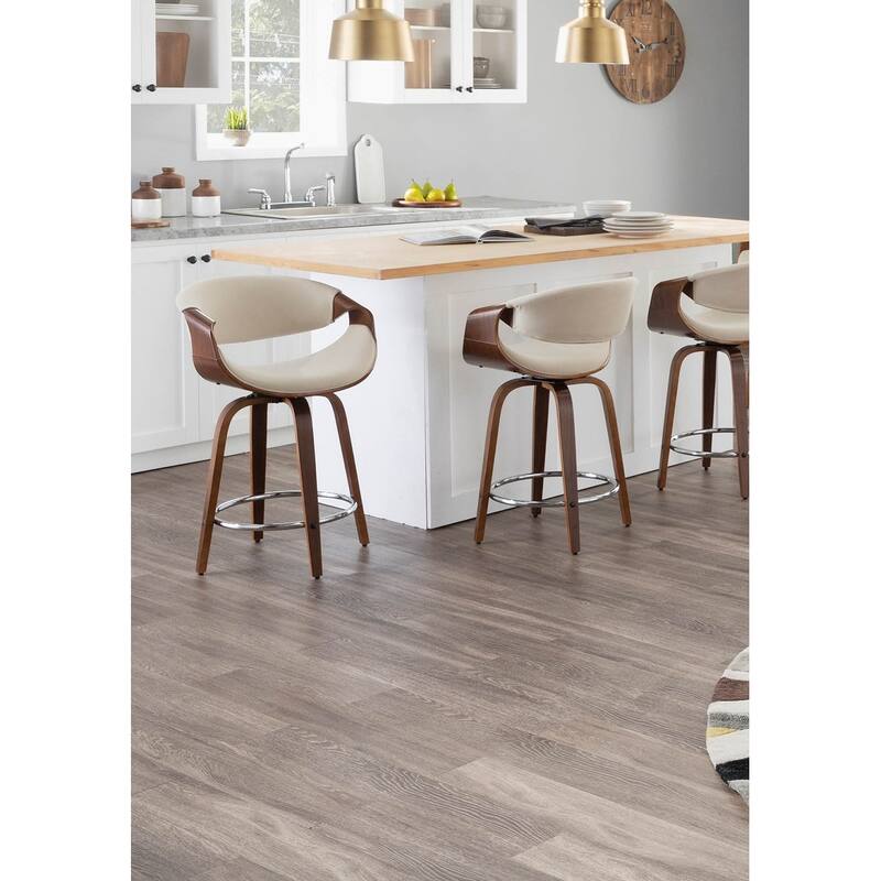 Carson Carrington Sauda 24" Fixed-Height Counter Stools with Bent Wood Legs & Round Footrest (Set of 2)