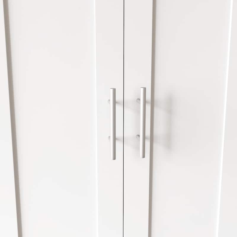 High wardrobe and kitchen cabinet with 2 doors and 3 partitions to separate 4 storage spaces