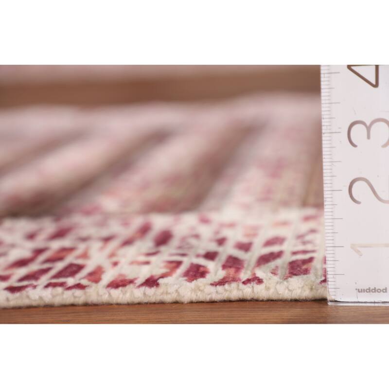 Striped Modern Abstract Oriental Accent Rug Handmade Wool Carpet - 2'7"x 4'10"