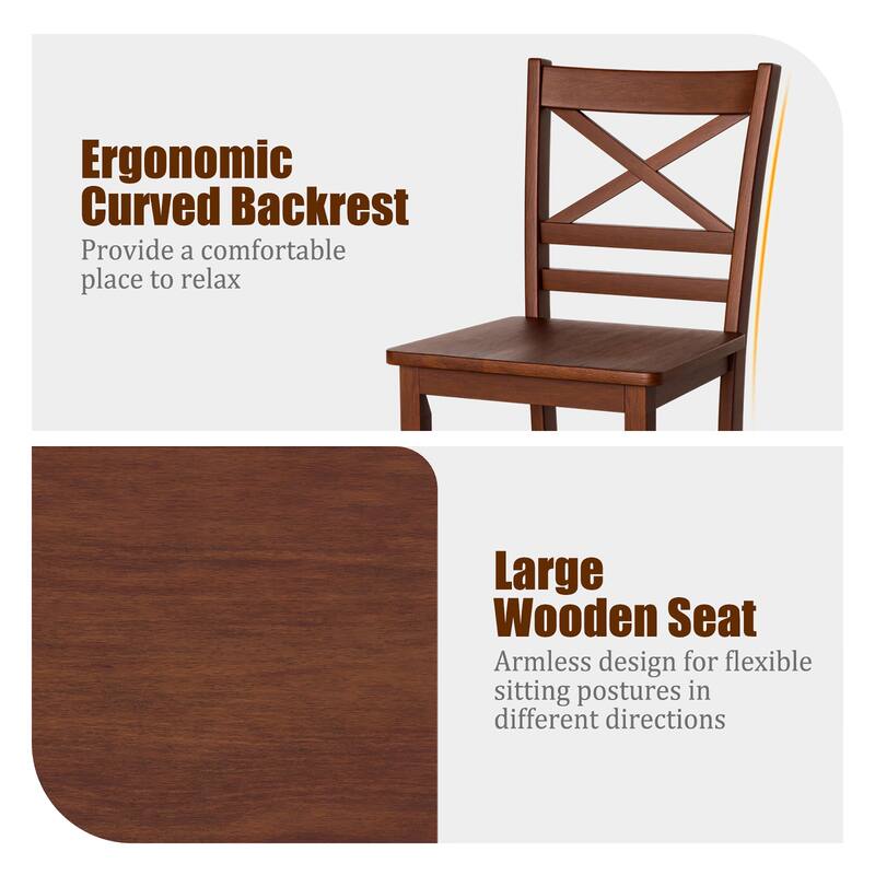 Costway Set of 4 Bar Stools 24'' Counter Height Chairs w/ Rubber Wood - See Details