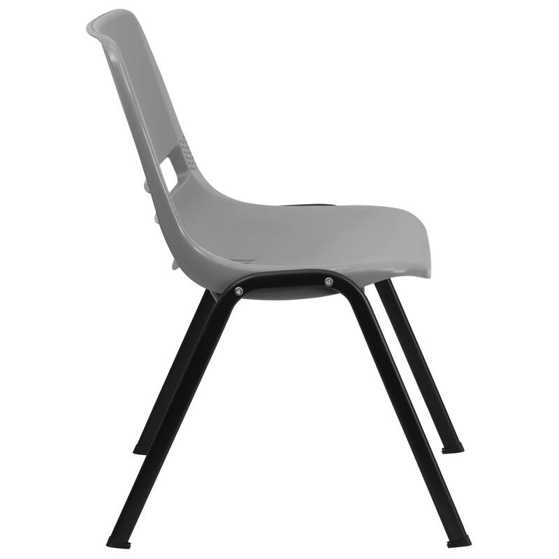 5 Pack 880 lb. Capacity Ergonomic Shell Stack Chair with Metal Frame - 23.5"D x 19.25"W x 32"H