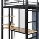 preview thumbnail 27 of 38, Metal & Wood Twin Size Loft Metal Bed with Desk,Power Outlet,LED and Wardrobe
